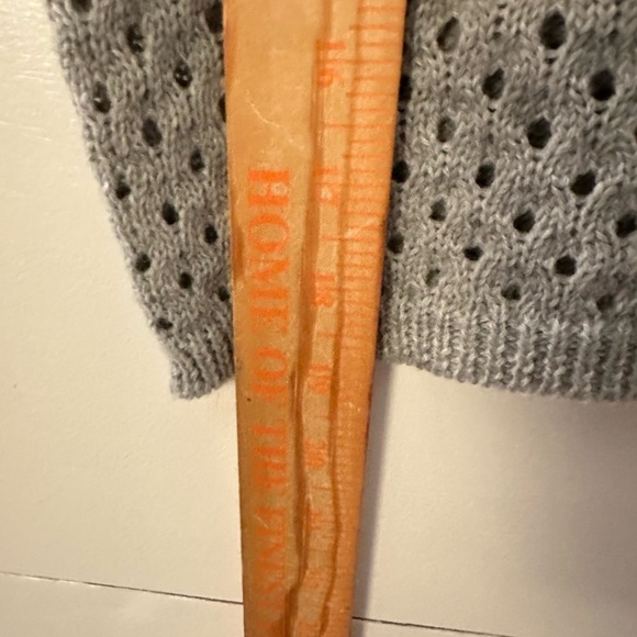 Y2K VINTAGE LIZETTE COLLECTION scallop collar crop grey woman acrylic sweater L - Picture 10 of 12